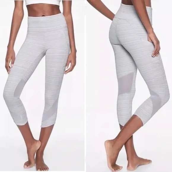 Athleta Pants - Athleta Chat To Town Gray Capri Leggings Womens Size‎ Medium Athleisure Sporty